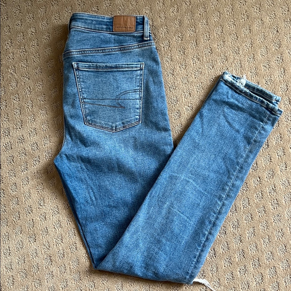 American Eagle AEO  High Rise Skinny Jeans long Tall 32 Inseam - Picture 7 of 7